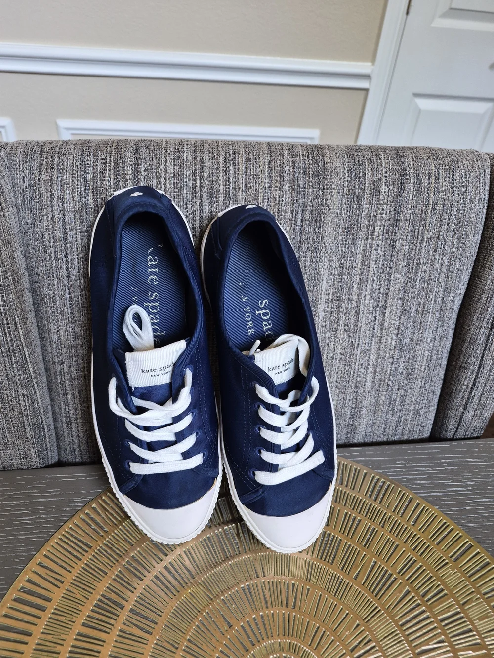 kate spade Tennison Navy Canvas Low-Top Sneakers with White Laces
